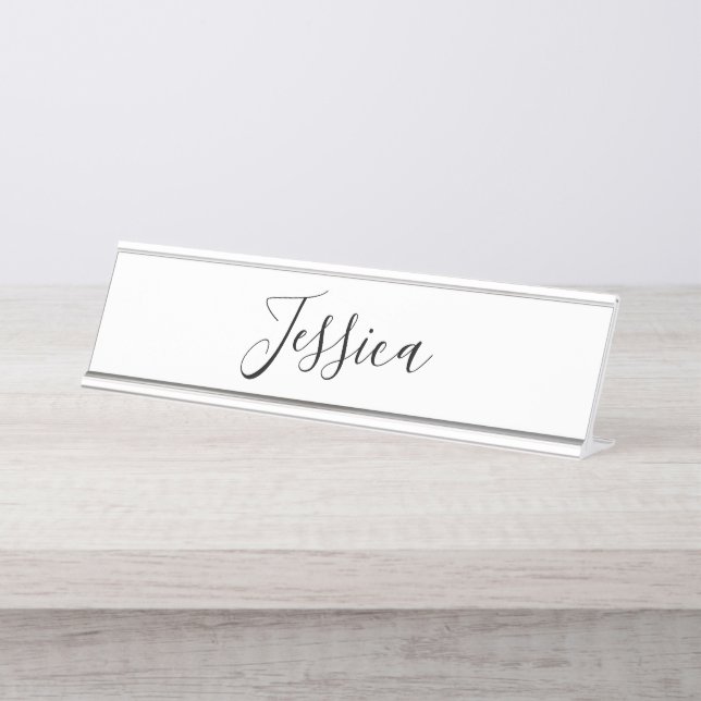 Placa De Mesa Seu nome | Script Elegante (Frente)