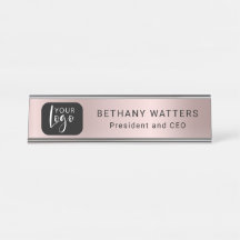 Seu Rosa de logotipo Blush Metálico Dourado Quic M