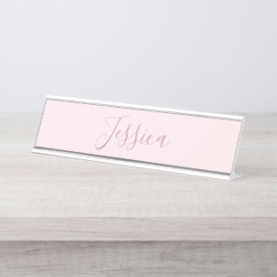 Placa De Mesa Seu texto   Script Elegante e Pink Leve Suave