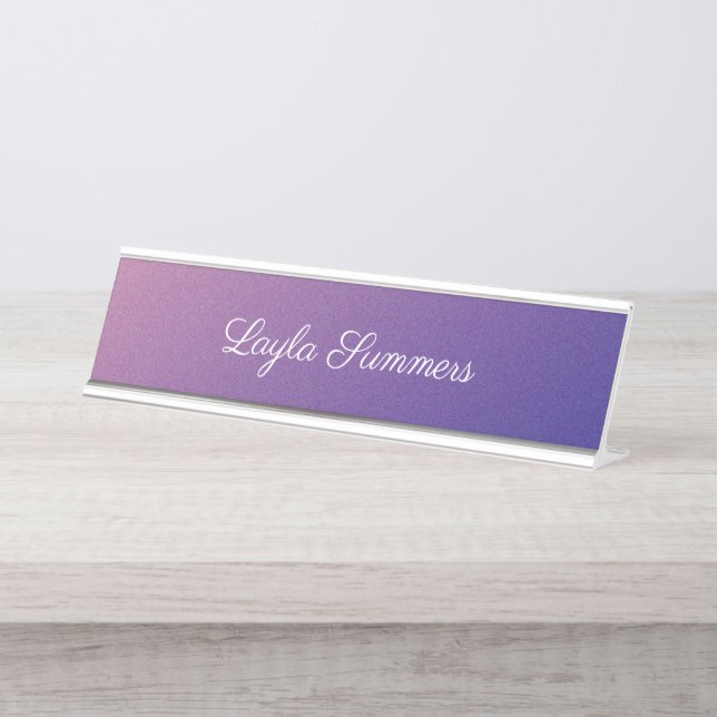 Placa De Mesa Shimmer roxo do inclinação personalizado (Frente)