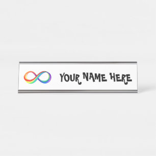 Placa De Mesa Símbolo de Infinidade Arco-Íris em Camadas