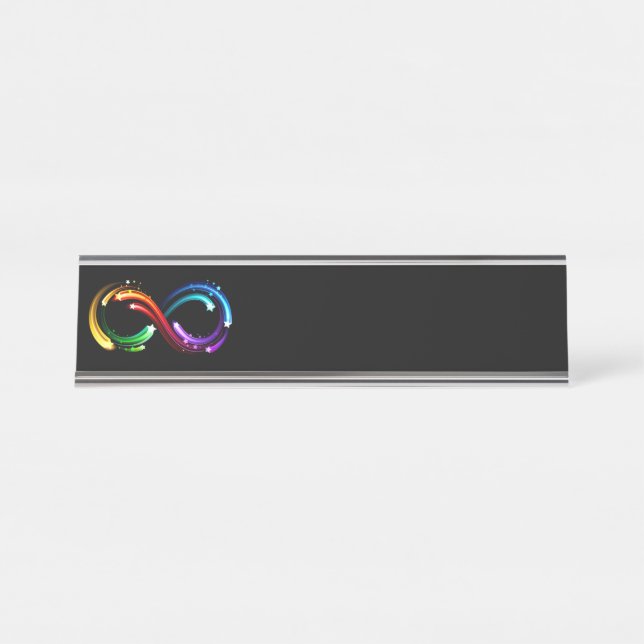 Placa De Mesa Símbolo do infinito de cometas arco-íris (Frente)