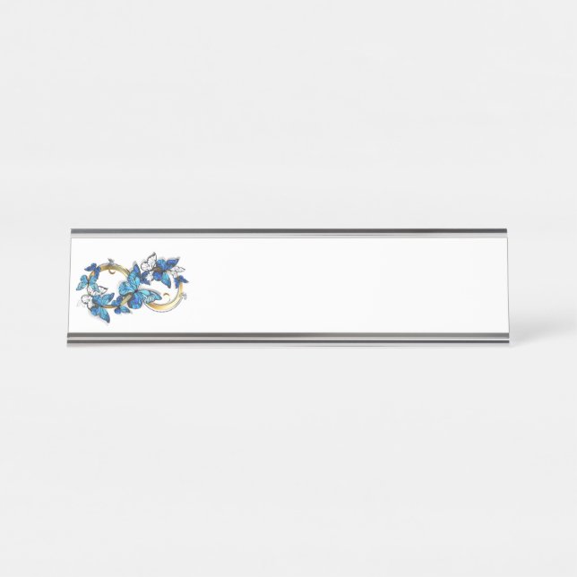 Placa De Mesa Símbolo infinito de borboletas azuis Morpho (Frente)