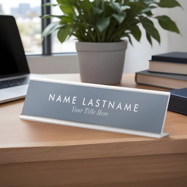 Placa De Mesa Simple Basic Professional Dusty Blue Name Title (Criador carregado)