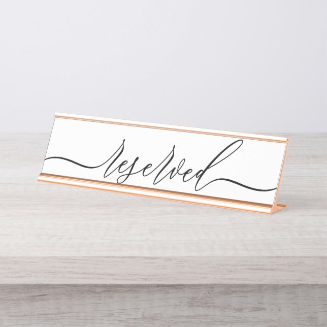 Placa De Mesa Simple Minimalist Script Table Reserved (Frente)