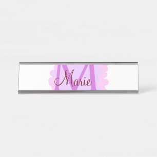 Placa De Mesa simples adicione nome monograma rosa vermelho al