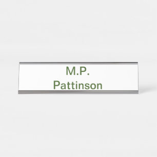 Placa De Mesa Simples minimal verde adicione seu texto nome foto
