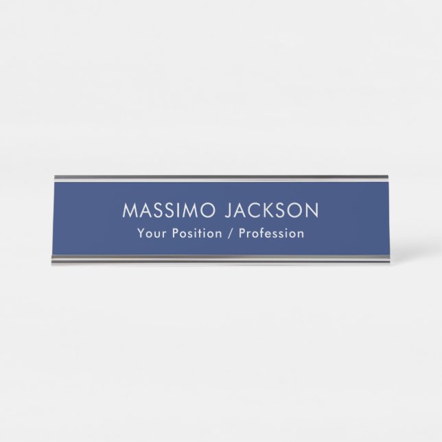 Placa De Mesa Simples Minimalista Elegante Moderno Azul (Frente)