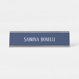 Placa De Mesa Simples plano elegante, azul simples, branco