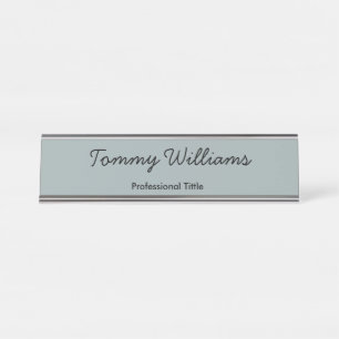 Placa De Mesa Simples profissional azul empoeirado minimalista