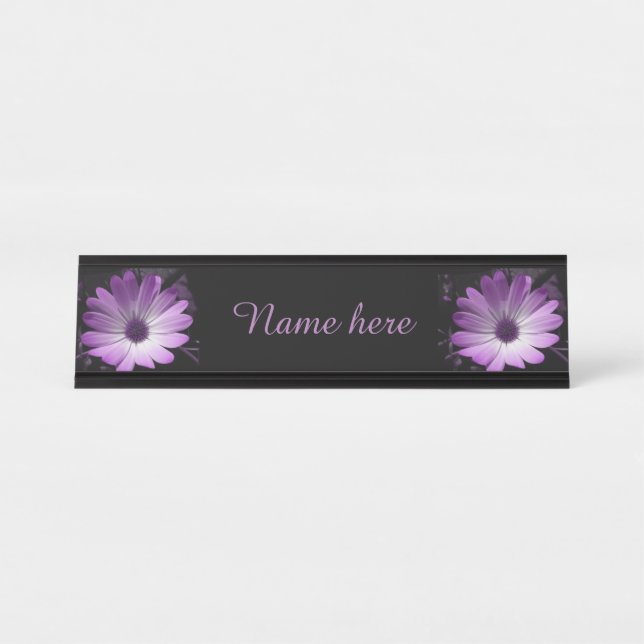 Placa De Mesa Sinal de Mesa Personalizada de Daisy Flower Roxo (Frente)