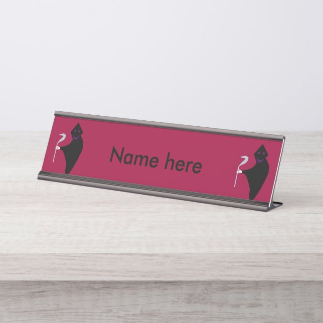 Placa De Mesa Sinal de Mesa Personalizada do Halloween do Grim R (Frente)