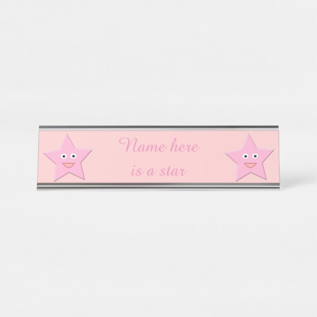 Placa De Mesa Sinal de Mesa Personalizada Pink-Star (Frente)