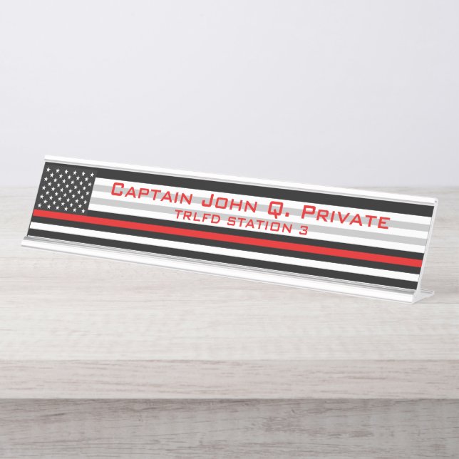 Placa De Mesa Sinalizador Americano Thin Red Line (Frente)