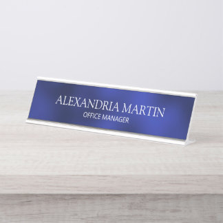 Placa De Mesa Sinalizador de Porta do Nome do Cargo Azul Minimal