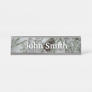 Placa De Mesa Snowy Pine Branch Winter Nature Fotografia