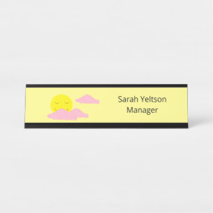 Placa De Mesa Sol ascensão com Nuvens Rosa: Amarelo Claro