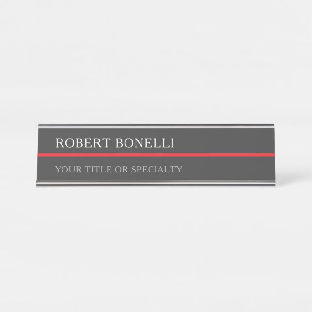 Placa De Mesa Special Unique Grey Red Elegant Modern (Frente)