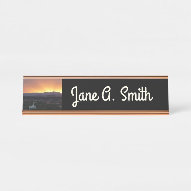 Placa De Mesa Sunrise sobre Ruas. George Utah Landscape (Frente)