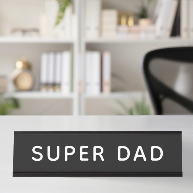 Placa De Mesa Super Pai Negrito e Branco Escritório (Criador carregado)