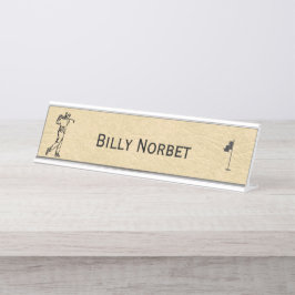 Placa De Mesa Tan Leather Look Golf Design