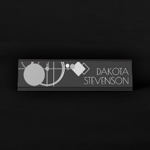 Placa De Mesa Tattoos Modern Art Deco Marca monocromática