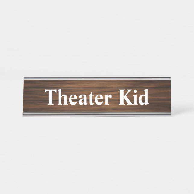 Placa De Mesa Teatro Kid Retro Wood Paneling Engraçado Quitação  (Frente)