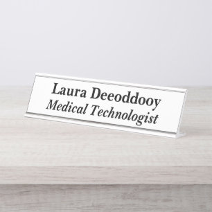 Placa De Mesa Tecnólogo Médico Branco