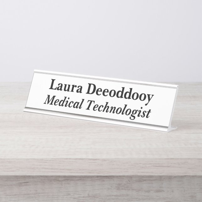 Placa De Mesa Tecnólogo Médico Branco (Frente)