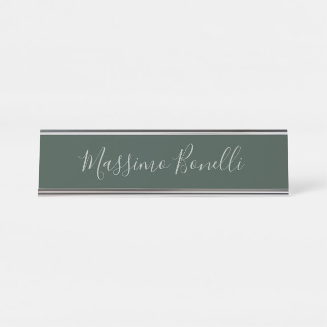 Placa De Mesa Tendência Celta Verde Cinzento Moderno Adicione o  (Frente)