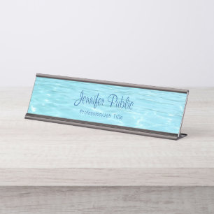 Placa De Mesa Tendência de Modelo de Água Azul Elegante Modern