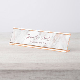 Placa De Mesa Tendência Profissional Elegante Rosegold Marble M