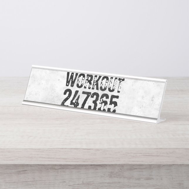 Placa De Mesa Texto desgastado e riscado Treino 247365 rústico (Frente)