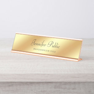 Placa De Mesa Texto Dourado cor-de-rosa elegante do roteiro da
