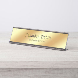 Placa De Mesa Texto Dourado Elegante de Modelo Clássico de Calig