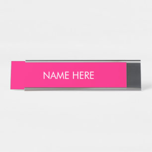 Placa De Mesa Texto personalizado de nome branco de fúchsia ros