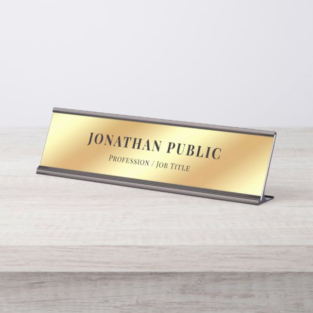 Placa De Mesa Texto Personalizado Moderno - Modelo Glam Elegante (Frente)