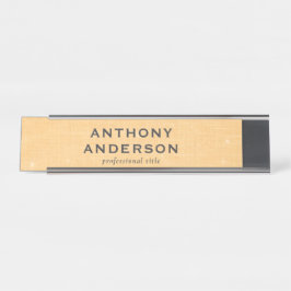 Placa De Mesa Textura de Linho Dourado com Brilho Branco Sutil