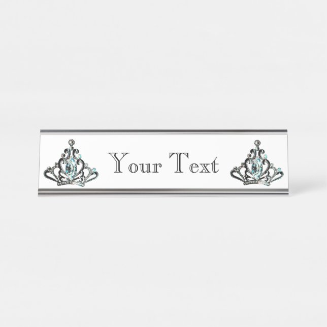 Placa De Mesa Tiara Personalizada/Coroa (Frente)