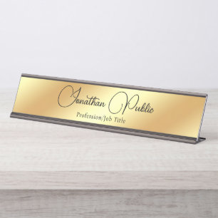 Placa De Mesa Tipografia Elegante Elegante Dourada