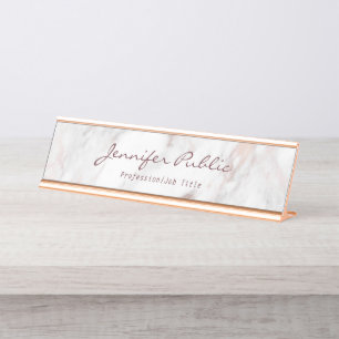 Placa De Mesa Tipografia Moderna Script Elegante Mármore Rosa Do