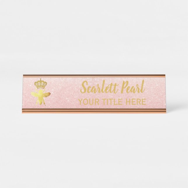 Placa De Mesa Titular da placa de Rosa da Glitter da ABE da RAIN (Frente)