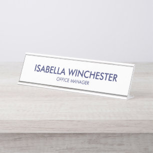 Placa De Mesa Título com marinho azul e branco minimalista elega