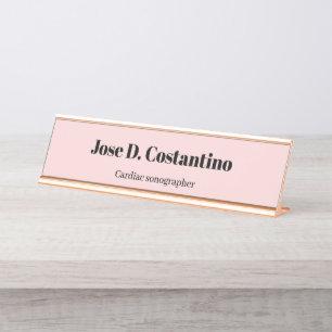 Placa De Mesa Título de Mesa Simples Rosa Pastel Claro Nome