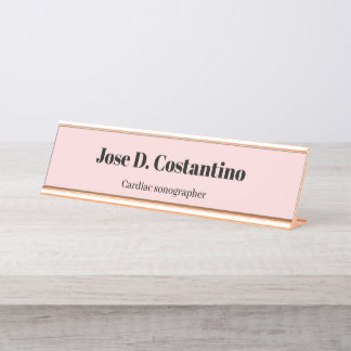 Placa De Mesa Título de Mesa Simples Rosa Pastel Claro Nome