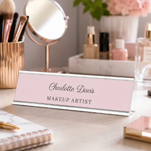 Placa De Mesa Título de nome de mulher cor-de-rosa feminino