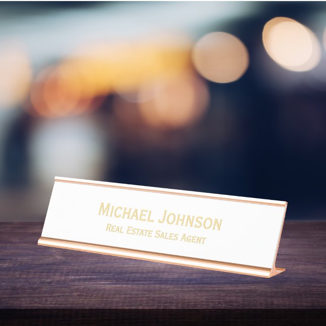 Placa De Mesa Título do Office Profissional Moderno Elegante (Modern Elegant Professional Business Office Title Desk Name Plate)