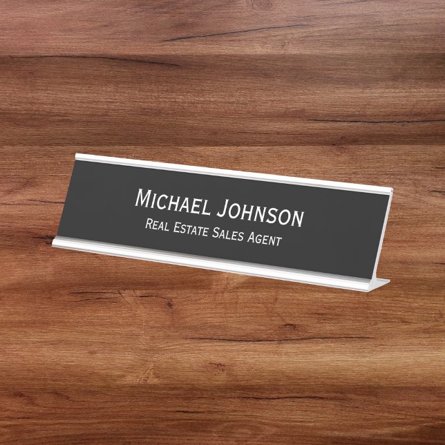 Placa De Mesa Título do Office Profissional Moderno Simples (Professional Modern Simple Business Office Title Desk Name Plate)