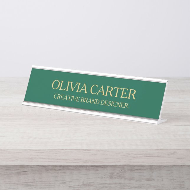 Placa De Mesa Título Profissional Moderno e Sofisticado de Escri (Frente)