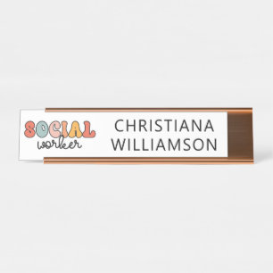 Placa De Mesa Trabalhador Social Retroativo Personalizado